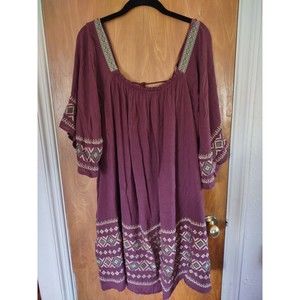 Easel maroon embroidered tunic dress